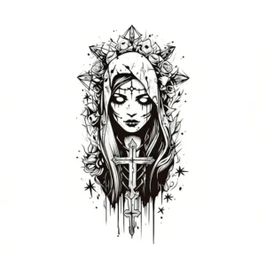 Dark Nun Cross Tattoo