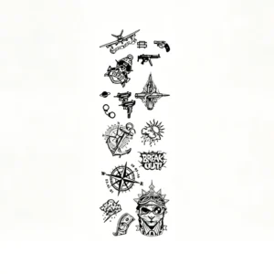 American Flash Patch Tattoo Sheet