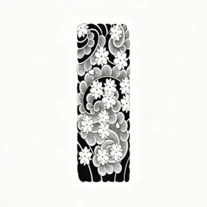 Cherry Blossom Wave Japanese Arm Tattoo Sticker