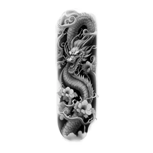 Black & Grey Dragon Peony Arm Tattoo Sticker
