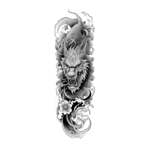 Dragon Head Wave Arm Tattoo Sticker