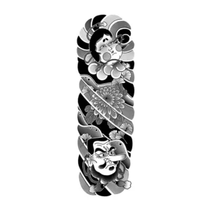 Japanese Okame Tengu Arm Tattoo Sticker