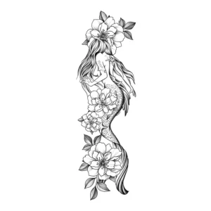Line Art Mermaid Arm Tattoo Sticker