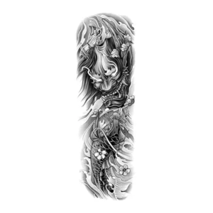 Hannya Koi Cherry Blossom Arm Tattoo Sticker