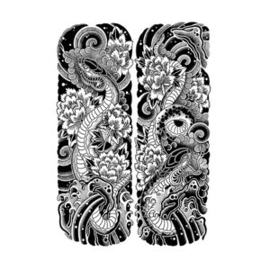 Snake & Peony Arm Tattoo Set