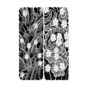 Cherry Blossom & Wave Arm Tattoo Set